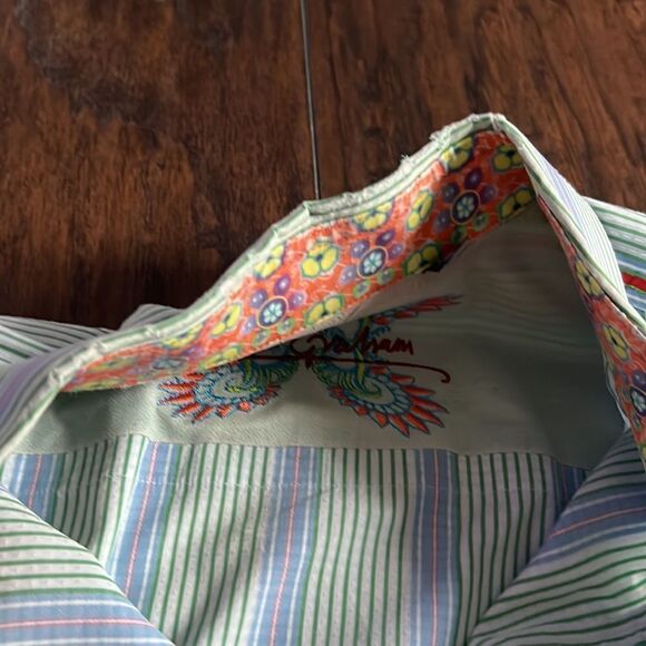 ROBERT GRAHAM Men Striped Multi-Color Flip Cuff Long Sleeve Button Shirt size XL - Picture 4 of 10